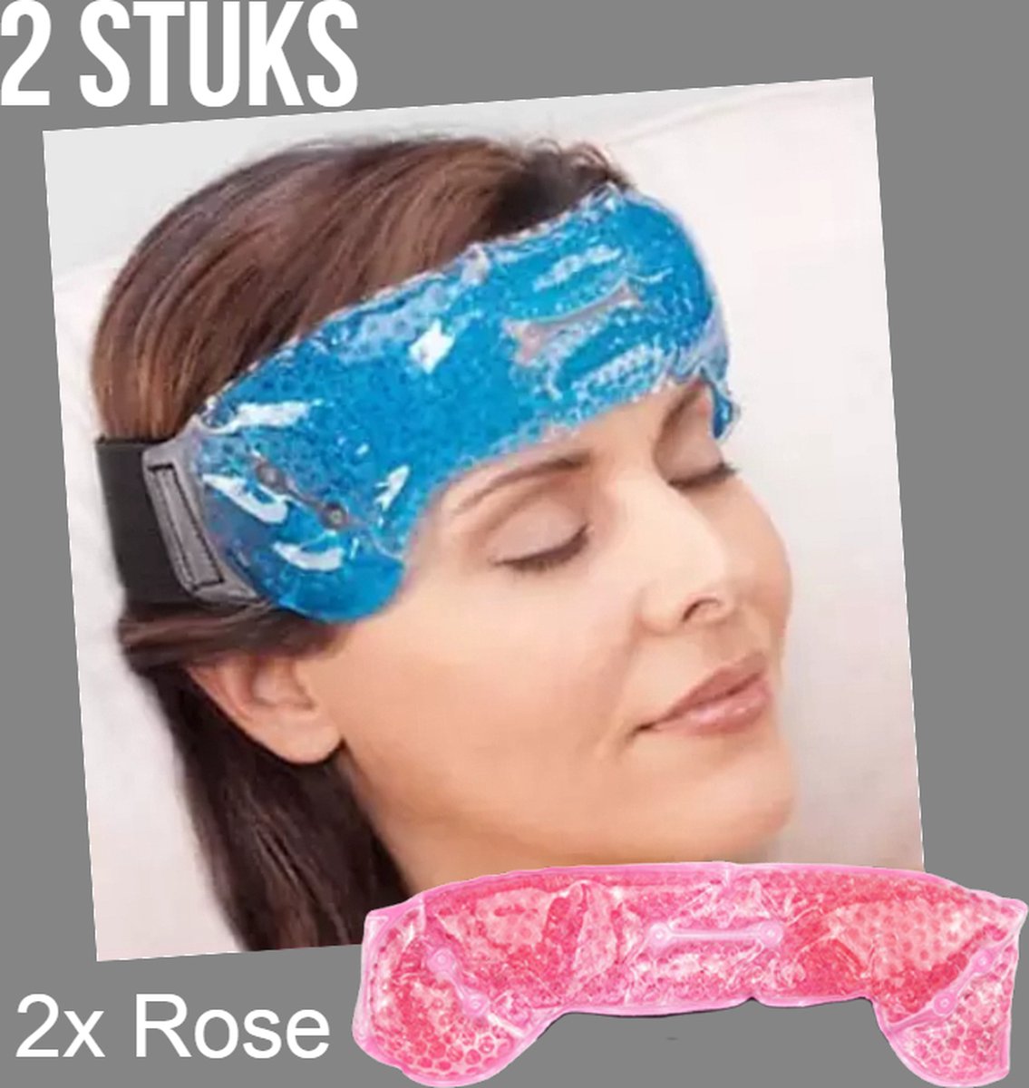Goedkoopste Allernieuwste.nl® SET 2st Warm of Koud GEL PAREL Migraine Hoofdband of Nekband - 2 stuks Rose