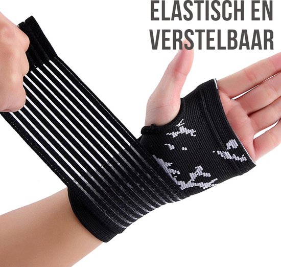 Allernieuwste bande de poignet élastique réglable NOIR - Support d'attelle de poignet de ventilation - Bracelet Atritis Osteoarthritis Syndrome du canal carpien CTS - Attelle de poignet - Zwart