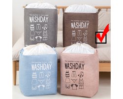 Allernieuwste Wastas Opbergtas 73 L Organizer Opbergbox Voor Wasgoed, Dekens, Kussens, Kleding, Dekbed, Speelgoed - Waszak maat 33 x 43 x 52 cm - Koffie Kleur