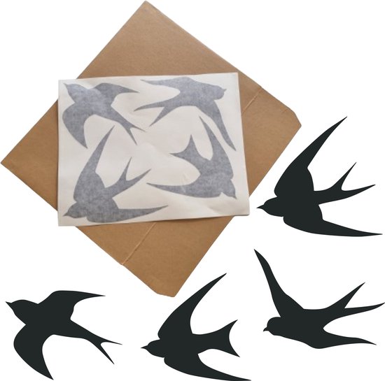 Stickers zwaluws | 4-Delig | Vogelbescherming raamstickers | Vogel stickers Raamstickers vogels | Raamfolie vogels | Stickers vogels | Raamsticker vogel