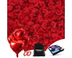 Fissaly 2000 Stuks Rode Rozenblaadjes met Hartjes Ballonnen – Romantische Liefde Versiering – Liefdes Cadeau Decoratie - Love - Rood - Hem & Haar Vaderdag Cadeautje