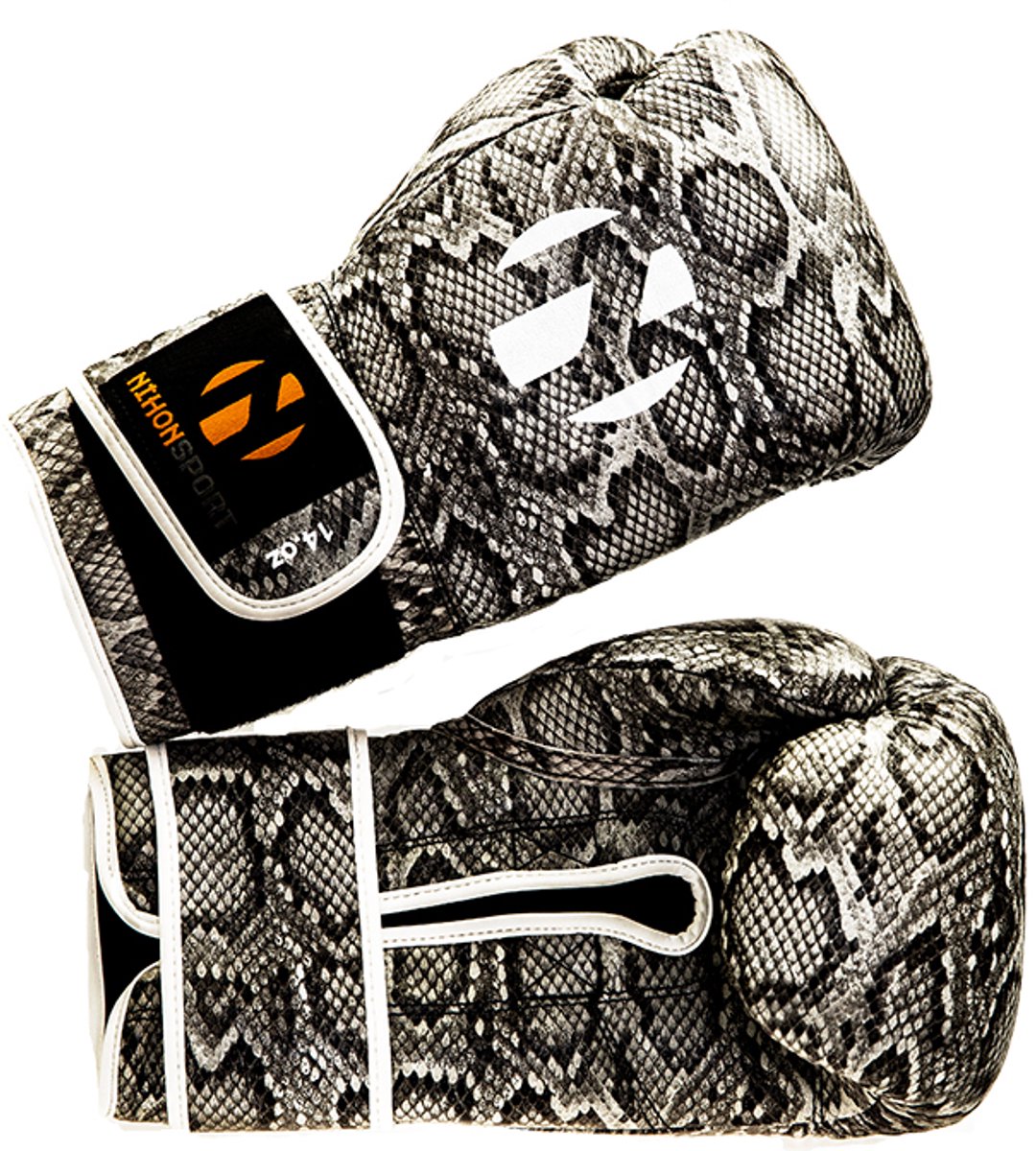 Bokshandschoenen Snake Nihon | slangenprint & Witte details