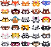 Fissaly 30 Stuks Dieren Jungle Maskers voor Kinderfeest & Verkleed Partijen – Safari Kostuum Decoratie - Dierenmaskers