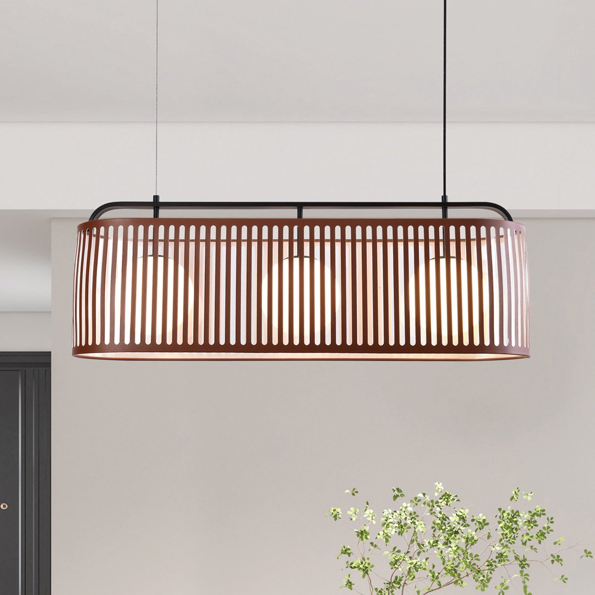 LumenXL LumenXL - Hanglamp - leren kap, 3-lichts - Marrone - G9