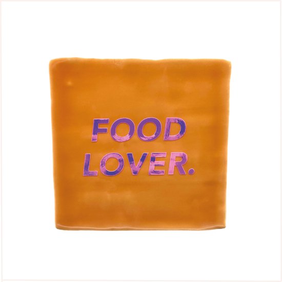 Tegeltje met tekst - Foodlover. - 10x10 cm - Oranje