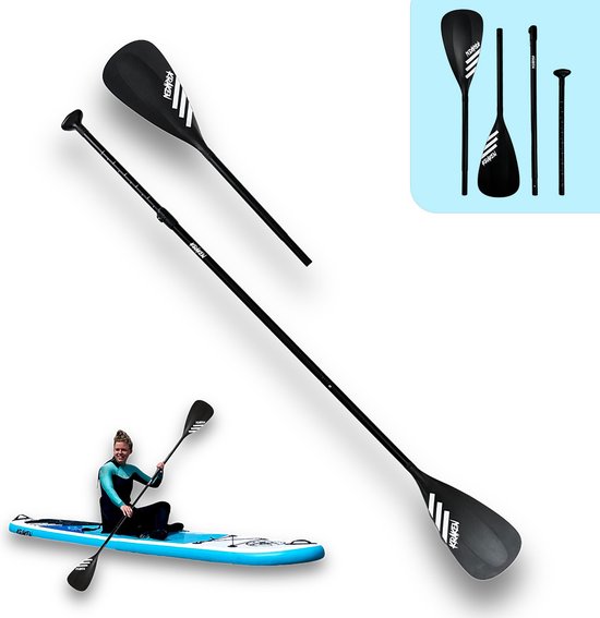 KRAKEN SUP Kayak Peddel | Supboard Kajak Paddle Double Blade | 2-in-1 SUP & Kayak Peddel | 4-delige Lichtgewicht | Duurzaam Aluminium | Verstelbaar | Dubbelbladig | Ergonomisch Handvat | Gemakkelijk Op te Bergen | Ultiem Supboard/Kayak Avontuur!