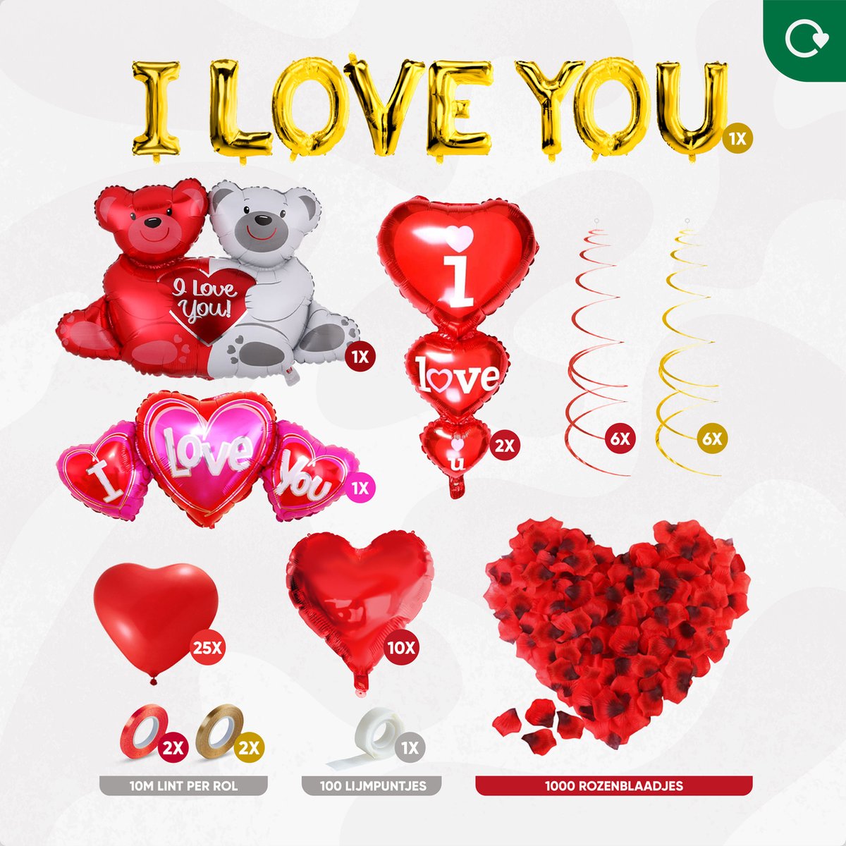 Fissaly 70 Stuks I Love You Liefde & Hartjes Decoratie Set – Versiering Cadeautje - Helium Ballonnen - voor Hem & Haar Valentijn Cadeautje - Rood - Vaderdag — afbeelding 2