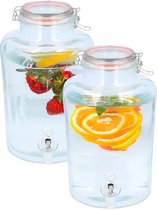 Drank dispenser/limonadetap - 2x - 8 liter - glas - met kraantje