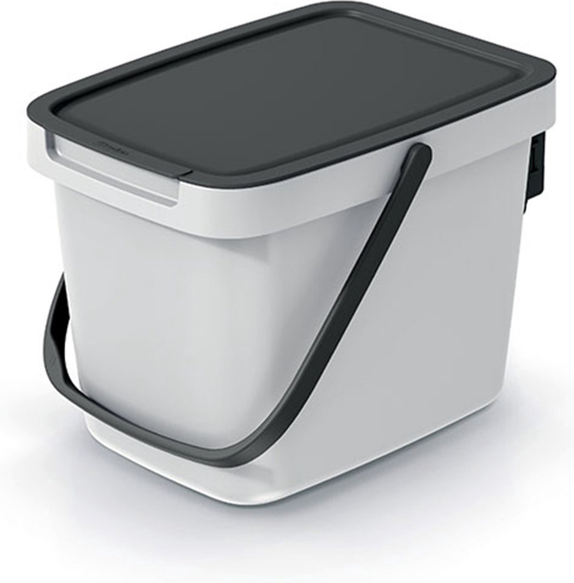 Goedkoopste Keden GFT aanrecht afvalbak - creme wit - 6L - afsluitbaar - 20 x 26 x 20 cm - klepje/hengsel - kleine prullenbakken - afval scheiden