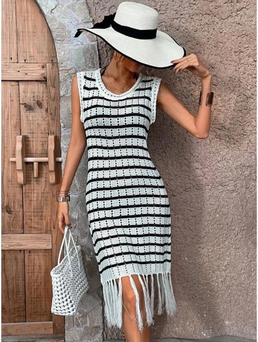 Gehaakte lange jurk Bali - Silent Beach - Maat XS/S - Strandkleding - Voor over de bikini - Zomerkleding - Strandjurk - Strandjurk Ibiza