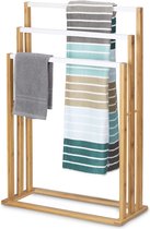 Handdoekrek bamboe 3 stangen modern design badkameraccessoire voor handdoeken handdoekhouder natuur blanket ladder