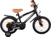 AMIGO BMX Jump Jongensfiets 14 Inch - Kinderfiets voor 3 tot 5 Jaar - 95-110 cm - Met Zijwieltjes - Zwart/Wit