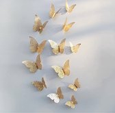 Knaak 3D Vlinders Muurstickers - Goud - 12 stuks -Kinderkamer - Slaapkamer - Wanddecoratie