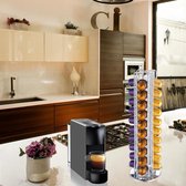 Roterende capsulehouder voor 40 Nespresso-capsules, draaibare koffiecapsulestandaard voor OriginalLine koffiepads, standaard voor koffiecapsules, zilver, chroom, duurzaam