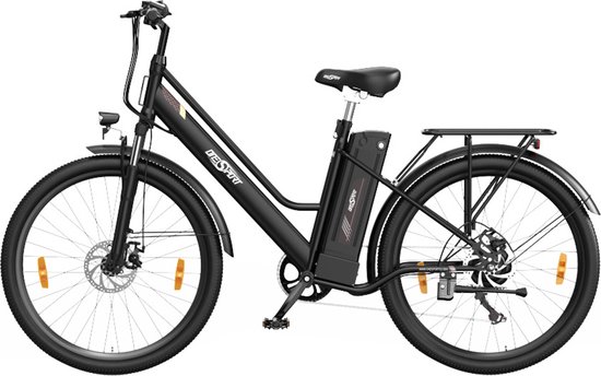 Foto: Onesport ot18 3 elektrische fiets voor in de stad 26 2 35 inch banden 250w motor 36v 14 4ah accu 100km maximaal bereik 25km h max snelheid shimano 7 versnellingen schijfrem voor en achter zwart