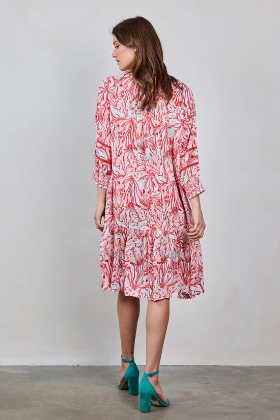 DIDI Dames Dress Sunset in Offwhite with Coral Garden print maat 40