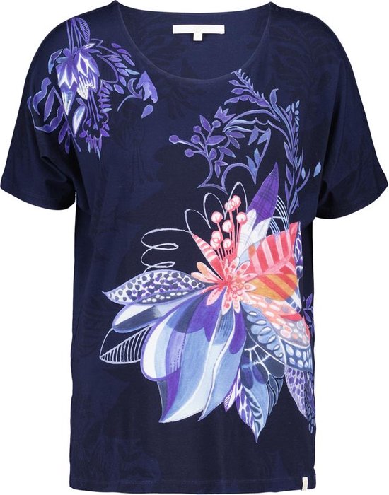 DIDI Dames Loose tee Flow with Azur Fusion Panel print