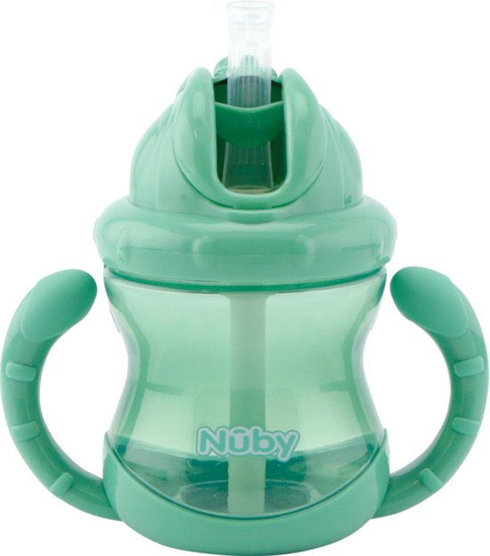 Nûby Antilekbeker Flip-It Met Handvatten Groen 240ml