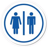 10 cm ø Dames en Heren Toilet ronde sticker | Pictogram | Vinyl | Blauw