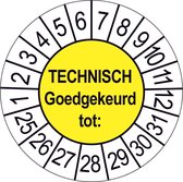 50 Keuringsstickers Technisch Goedgekeurd Rond 35 mm Strips van 5 stuks