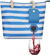 Strandwijntas met verborgen thermische isolatiezak - Perfect cadeau voor wijnliefhebbers - Wijnproeverij feest - Extra populaire zoekwoorden: strandtas, wijnkoeltas beach bag