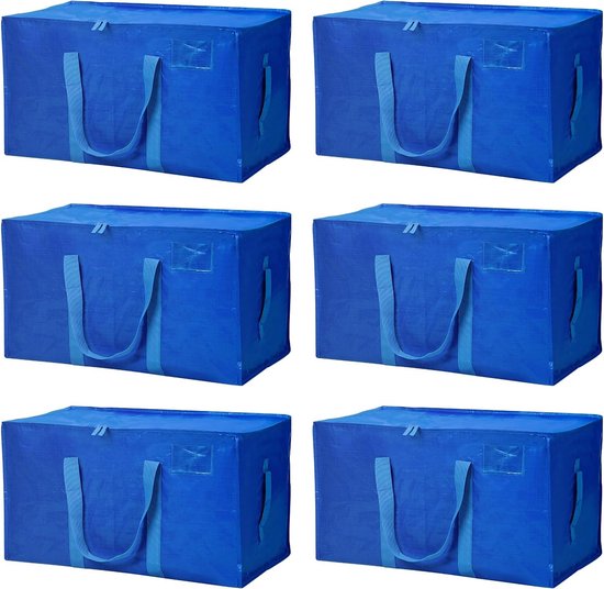 DOKEHOM 3-delige 105L grote opbergtas, stoffen kledingzak, dikke ultra formaat opslag onder bed, vochtbestendig (blauw, 3 stuks