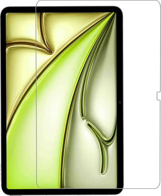 Protecteur d'écran avec un fond abstrait stylisé vert et or sur une tablette.