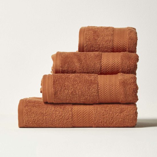 Homescapes luxe zeepdoekjes set van 4 oranje 30x30cm, Egyptisch katoen 500g/m²