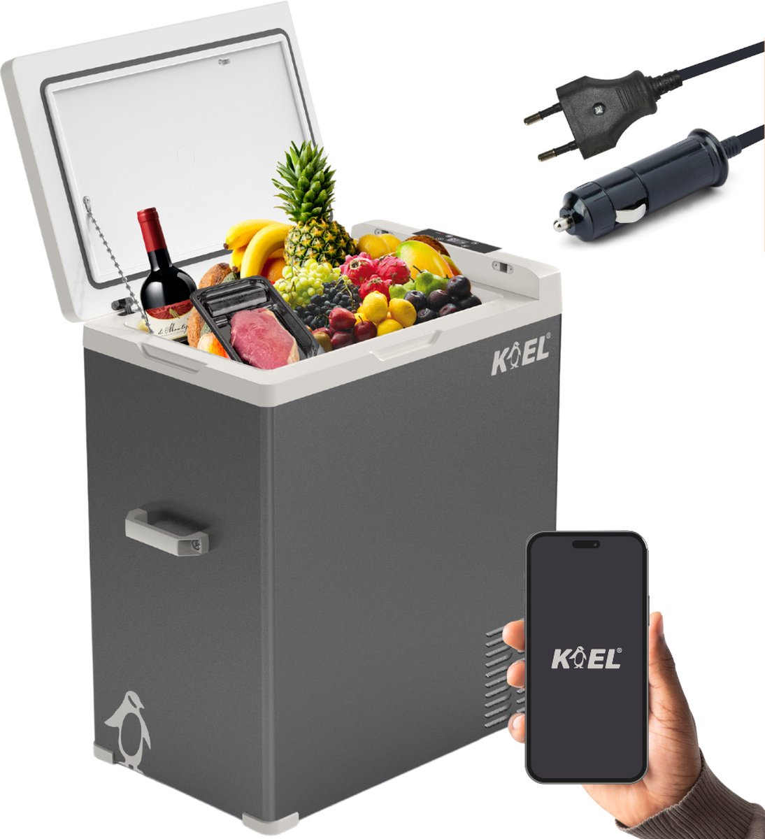 Bol.com Koel Crate 75L - Compressor Koelbox Elektrisch 12V en 220V/230 Volt - Camping Koelkast voor Auto - Frigobox tot -20°C aanbieding