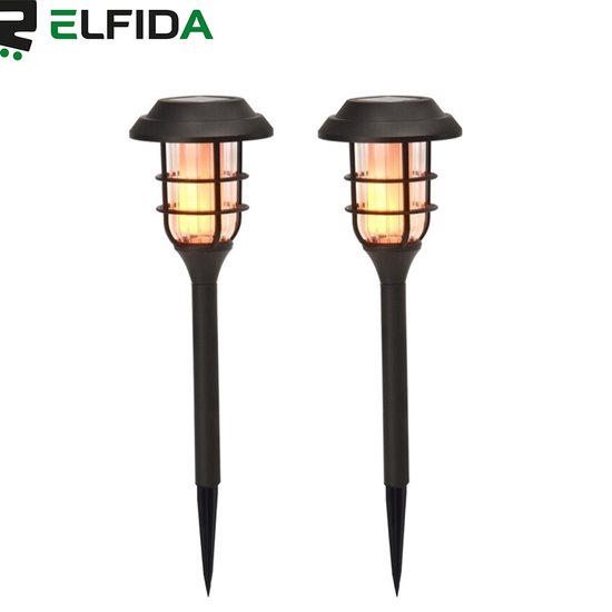 Foto: Elfida tuinverlichting op zonne energie 42cm tuinverlichting tuinlantaarns padverlichting solar led castle buitenverlichting 2 stuks