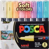 Posca - PC1MC - Extra Fine Bullet Tip Pen - Soft Colors, 8 pc