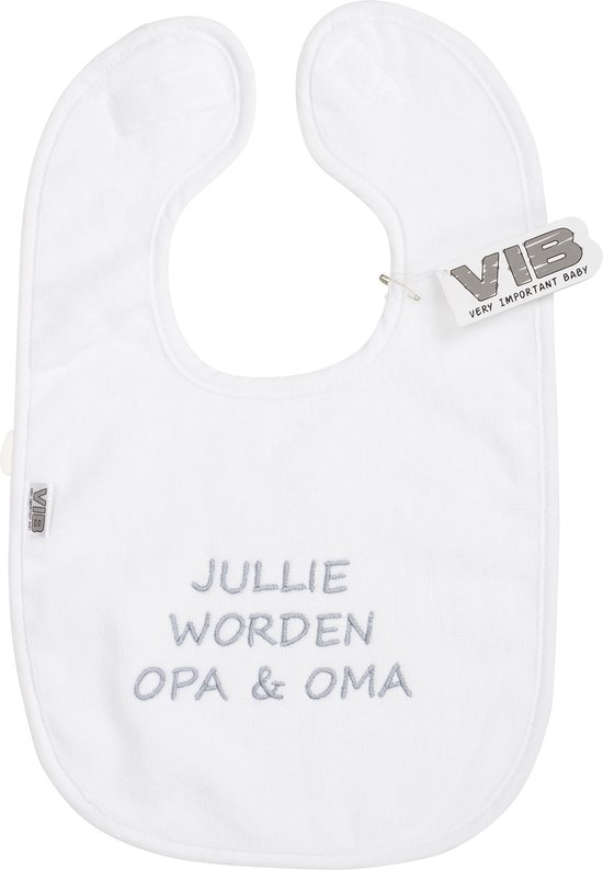 VIB® - Slabbetje Luxe velours - Jullie worden OPA & OMA (Wit) - Babykleertjes - Slabbetjes - zwangerschap aankondiging - baby aankondiging van VIB® — afbeelding 2