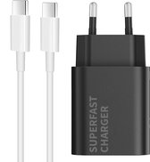 USB C Adapter - Snellader Geschikt voor Samsung Telefoon en Tablet - USB C naar USB C - 1 Meter - Oplaadkabel Wit - GaN Oplader - 30W Vermogen - Incl. USB C Kabel - Stekkerblok - Zwart