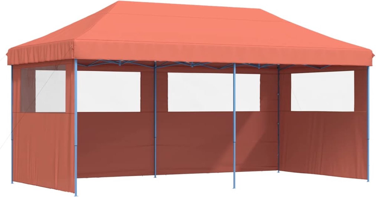 vidaXL - Partytent - inklapbaar - pop-up - met - 3 - zijwanden - terracottakleurig