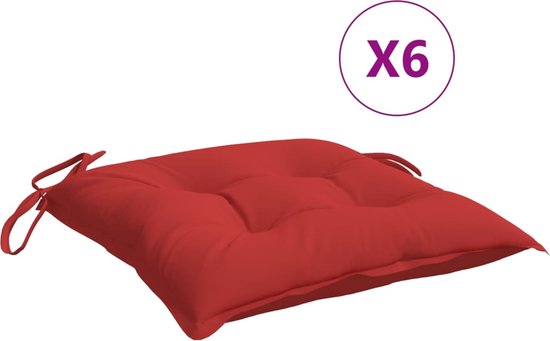 vidaXL-Stoelkussens-6-st-40x40x7-cm-oxford-stof-rood