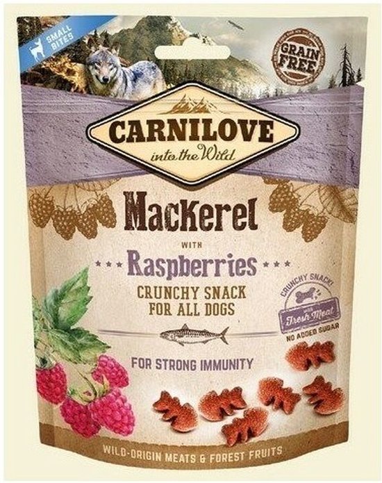 CarnaLove hondenkoekjes met makreel en framboos, kleine hapjes, graanvrij.