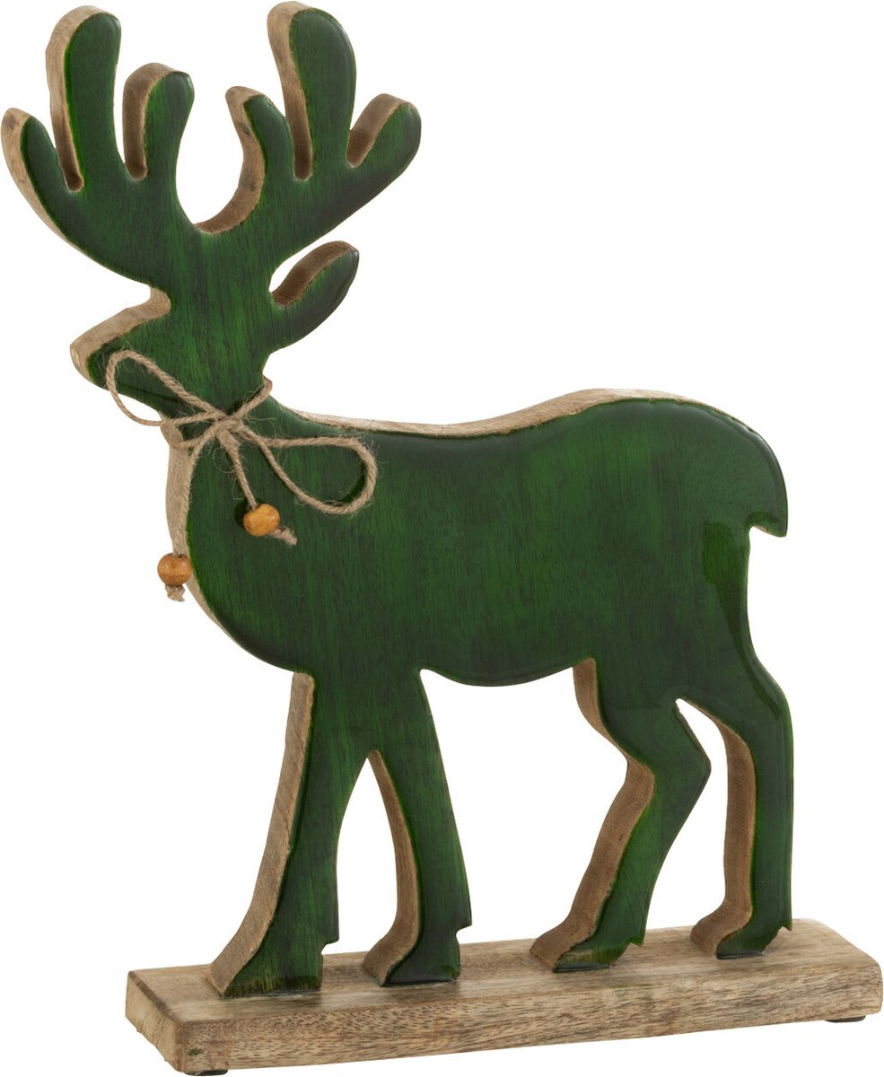 decoratie Rendier - hout - groen - medium