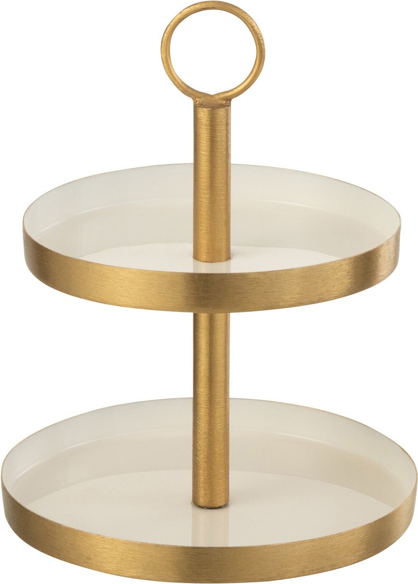 J-Line plateau 2 Niveaus Cake - taartplateau - metaal - wit/goud