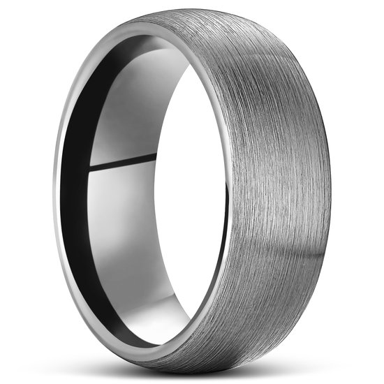 Foto: Terra 8 mm geborsteld gunmetal grijze wolfraam ring