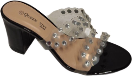 MULE QUEEN ME BLACK- BRACELETS TRANSPARENTS AVEC FLONKERS - TAILLE 38