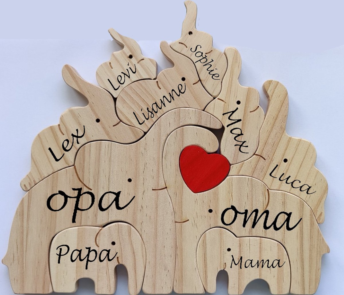 Goedkoopste Gepersonaliseerde olifanten familie - geboorte - kraam cadeau - puzzel - 10 olifanten