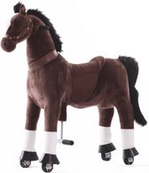 Kijana Rijdend Speelgoed Paard - Hobbelpaard - 97 x 35 x 100 cm - 4-9 Jaar - Inclusief Inline Skate Wieltjes - Chocolade bruin