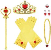 Prinses Verkleedaccessoires, 7 Stuks Prinsessen Dress-up Party Accessoires, Prinses Kroon Toverstaf Handschoenen Oorring Halsketting