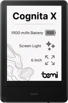 Cognita X E-reader - Ebook Lezer - 6 Inch Scherm - Schermverlichting - 1900 mAh Batterij - Touchscreen - 1024 x 758 Pixels - 8 GB - Micro SD - Nederlands - EPUB, PDF, TXT en Meer - Warm en Koud Licht - Woordenboeken - E-ink Scherm - Bemi - Zwart