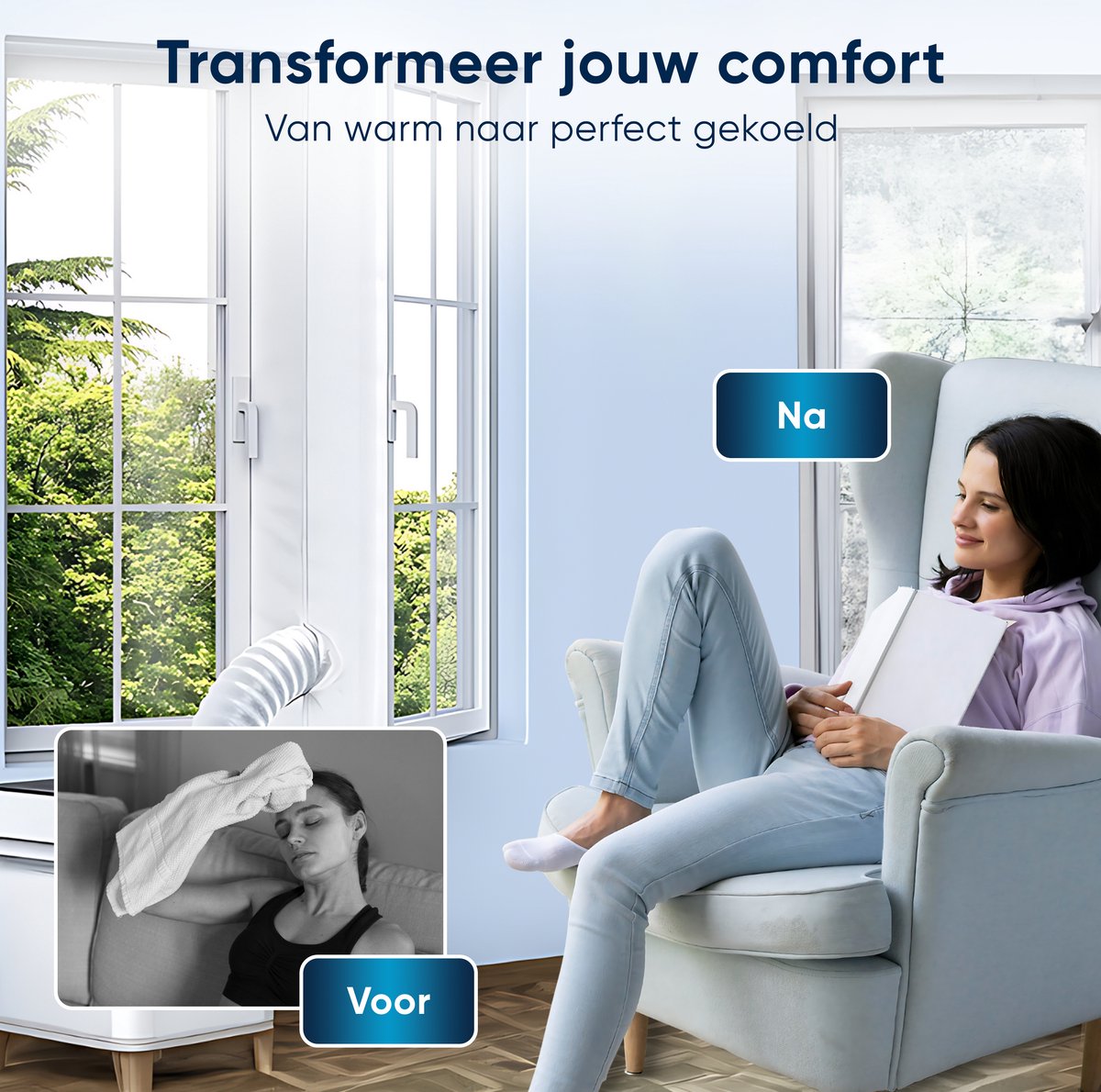 HOOMEE Raamafdichting voor Mobiele Airconditioners, Airconditioners, Wasdrogers, Afzuigluchtdrogers - Heteluchtstop voor Bevestiging aan Ramen, Dakramen, Openslaande Ramen (400cm