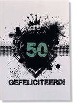 Hoera 50 Jaar! Luxe verjaardagskaart - 12x17cm - Gevouwen Wenskaart inclusief envelop - Leeftijdkaart