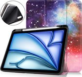 Hoozey - Tablet hoes geschikt voor Apple iPad Air (2024) - Tri-fold Case met Auto/Wake Functie - Met Pencilhouder - 11 inch - Galaxy
