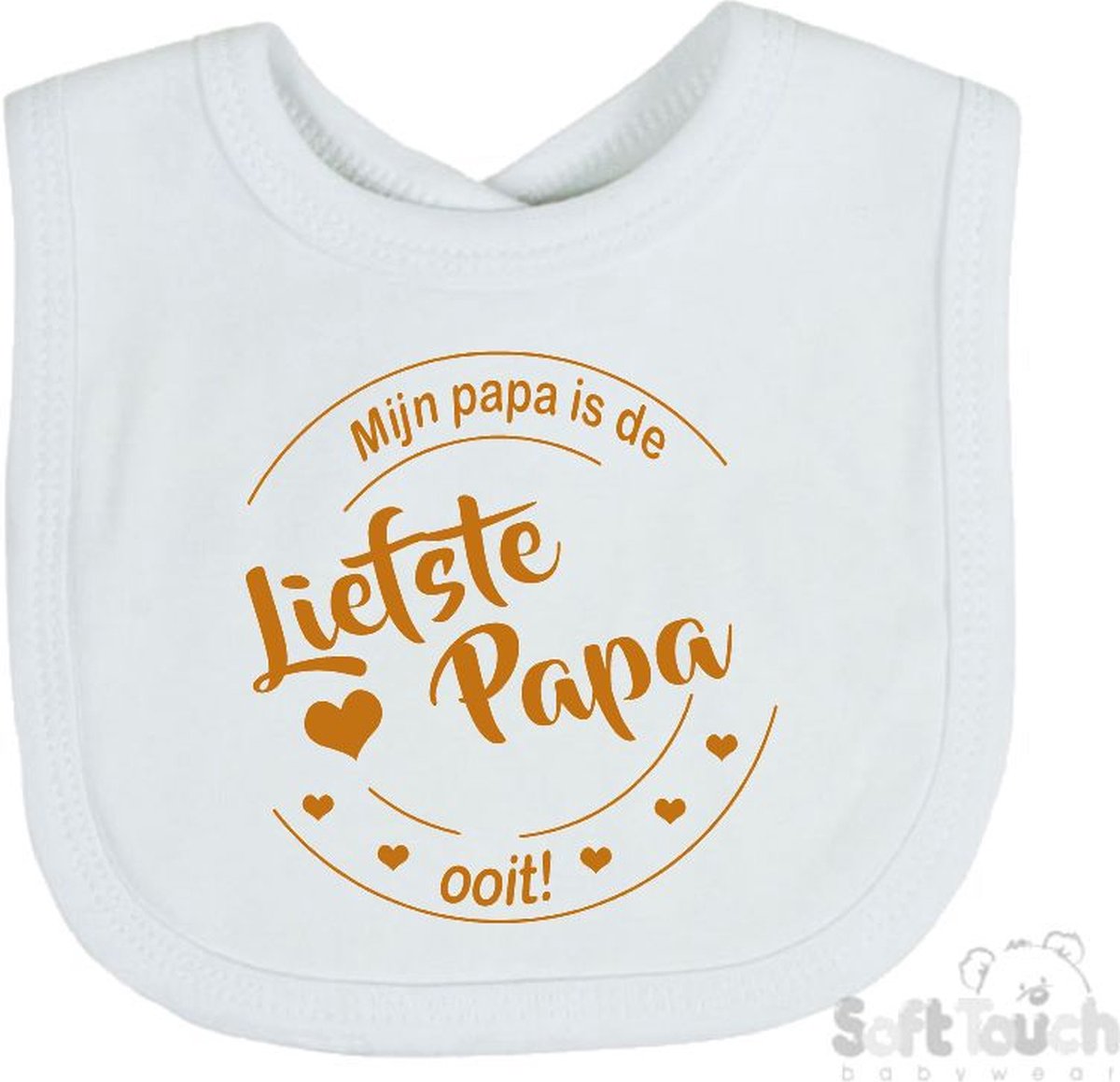 Goedkoopste Soft Touch Slabber Slabbetje Slab Mijn papa is de liefste papa ooit! Vaderdag Unisex Katoen Wit/tan Maat 33x22 Cm