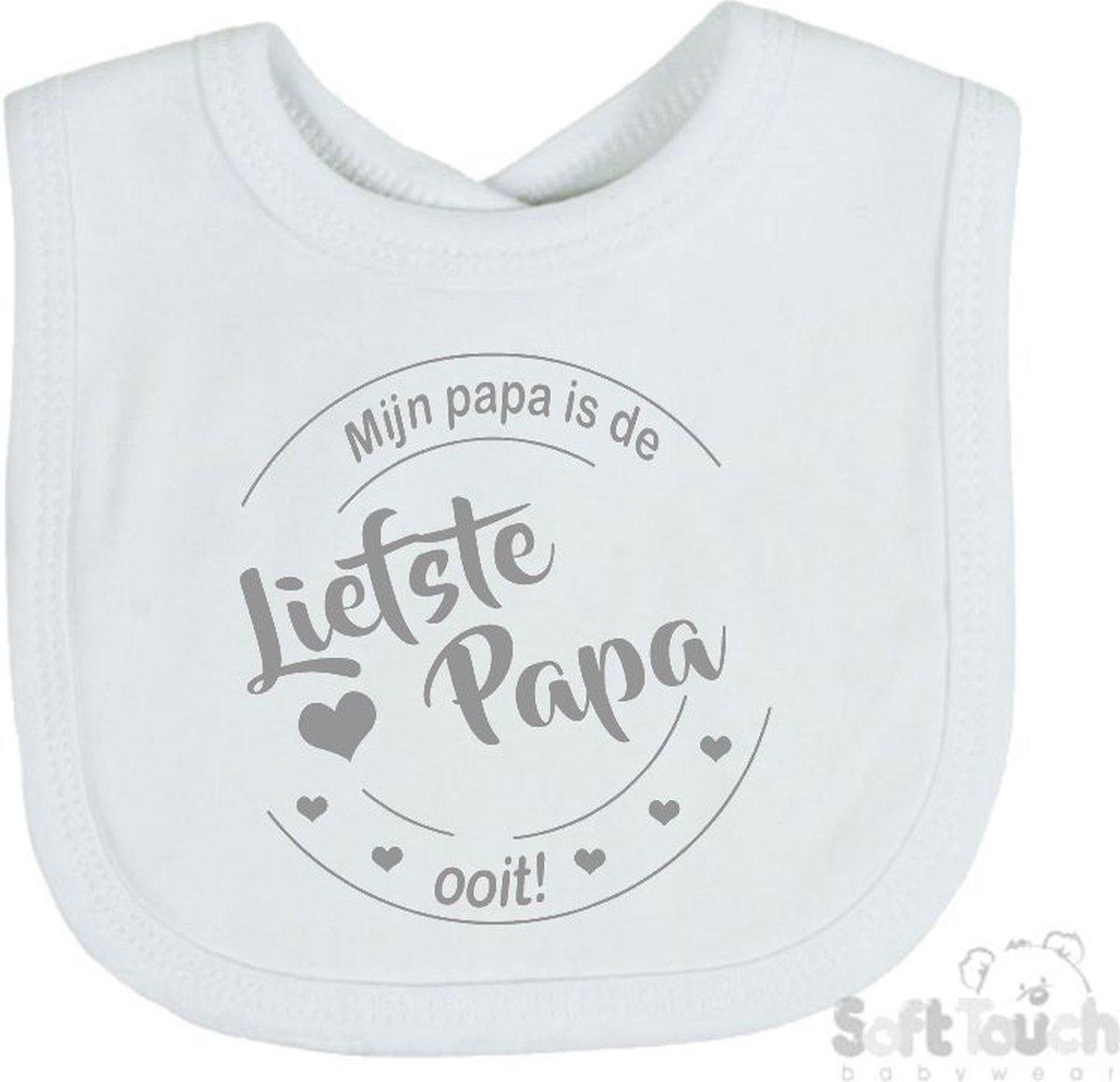 Goedkoopste Soft Touch Slabber Slabbetje Slab Mijn papa is de liefste papa ooit! Vaderdag Unisex Katoen Wit/grijs Maat 33x22 Cm