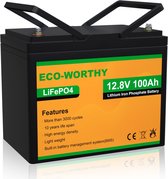 Eco-Worthy LiFePO4 accu 12V 100Ah met BMS